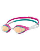 Arena - Airspeed Mirror Swim Goggle - Product Only Front/Side - Pink Gasket/White/Gold Mirrored Lenses