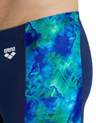 Arena - Mens Tie Dye Effect Print Allover Swimming Jammer - Navy/Neon/Blue - Side