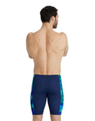 Arena - Mens Tie Dye Effect Print Allover Swimming Jammer - Navy/Neon/Blue - Back