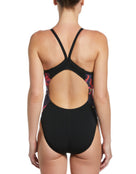 Nike - Womens Hydrastrong Multiple Print Racerback Swimsuit - Black - Model Back