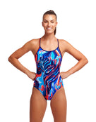 Funkita - Womens Zee Bra Diamond Back Swimsuit - Front with Pose