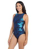 Zoggs - Womens Indigo Forest Hi Front Swimsuit - Side
