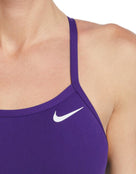Nike - Hydrastrong Multiple Print Racerback Swimsuit Womens - Court Purple - Close Up Logo 