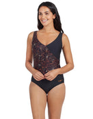 Zoggs - Womens Vintage Geo Crossover V Back Swimsuit - Front/Side